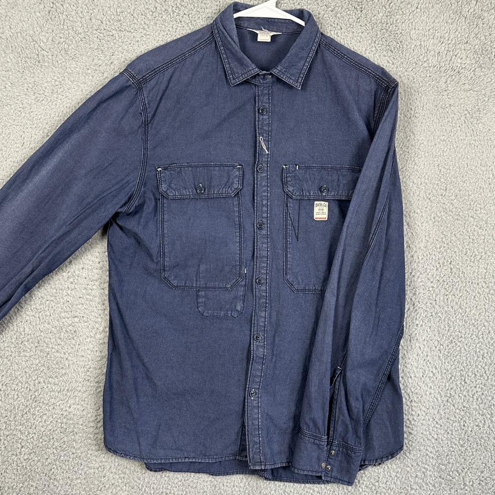 Diesel Industry Shirt Denim Button Up Mens XL Blue Pocket Long Sleeve Workwear